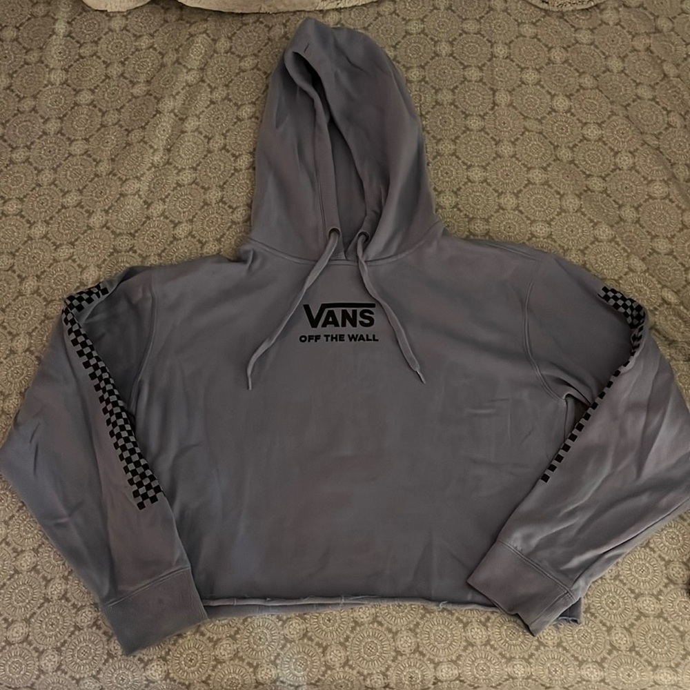 Vans Hoodie with Black Checkered Sleeves